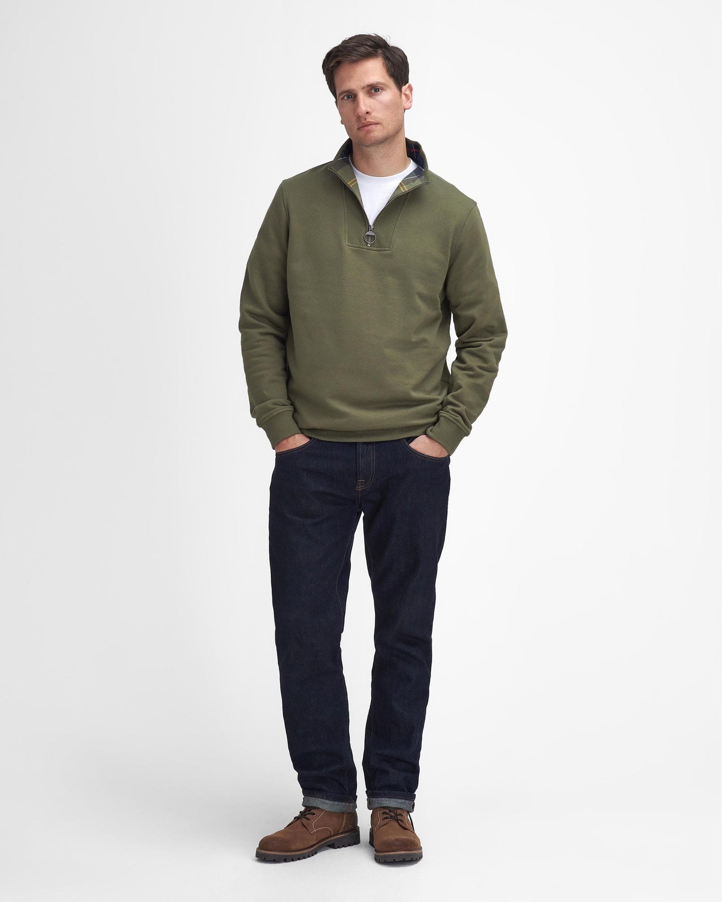 Barbour Nelson Mens Half Zip Sweatshirt - Ivy Green