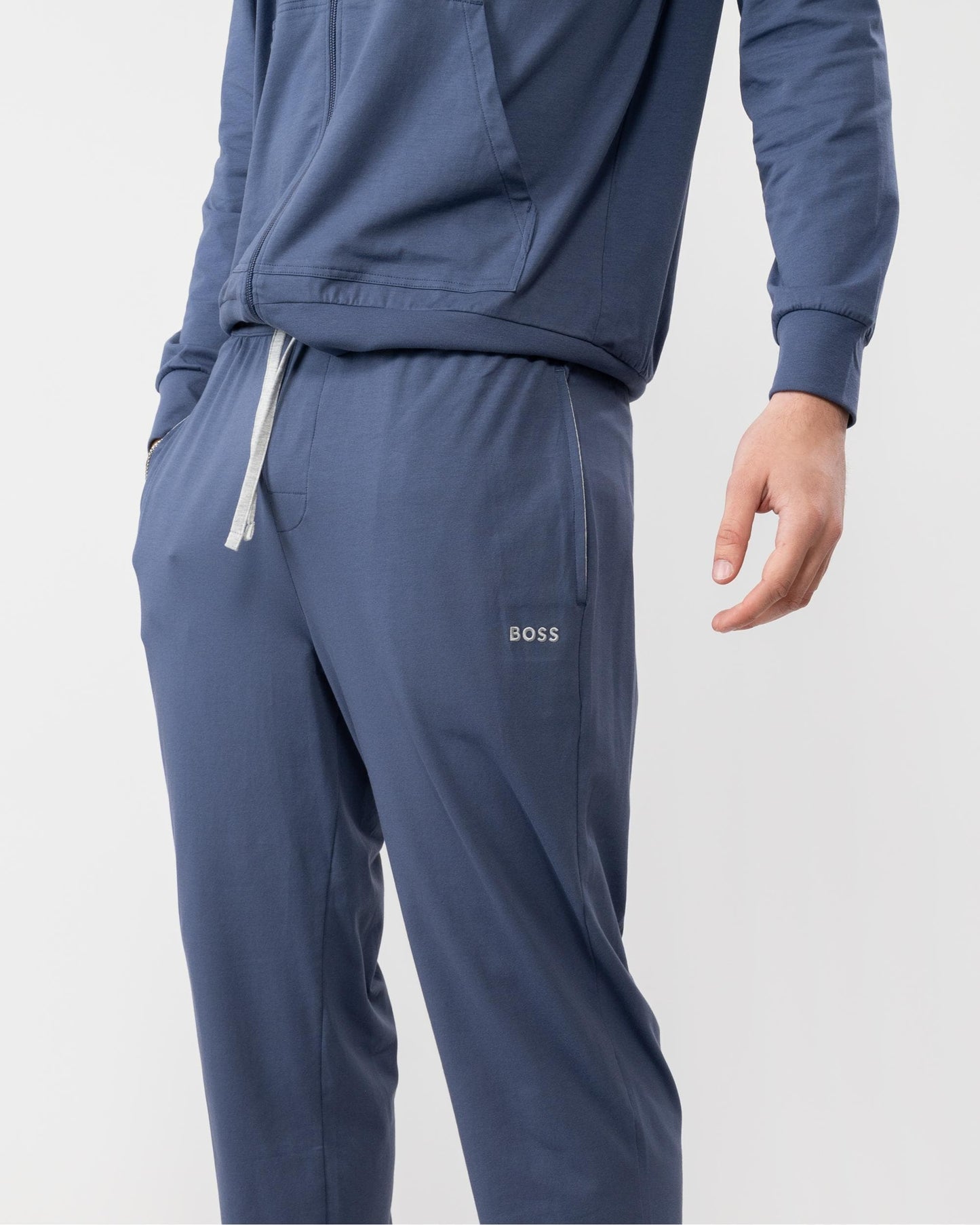 BOSS Orange Mix&Match Mens Logo-Embroidered Loungewear Tracksuit Bottoms in Stretch-Cotton Jersey - Navy 412