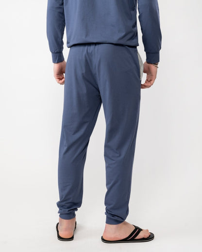 BOSS Orange Mix&Match Mens Logo-Embroidered Loungewear Tracksuit Bottoms in Stretch-Cotton Jersey - Navy 412
