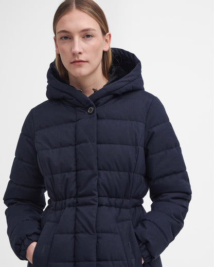Barbour Clarence Womens Long Puffer Jacket - Dark Navy