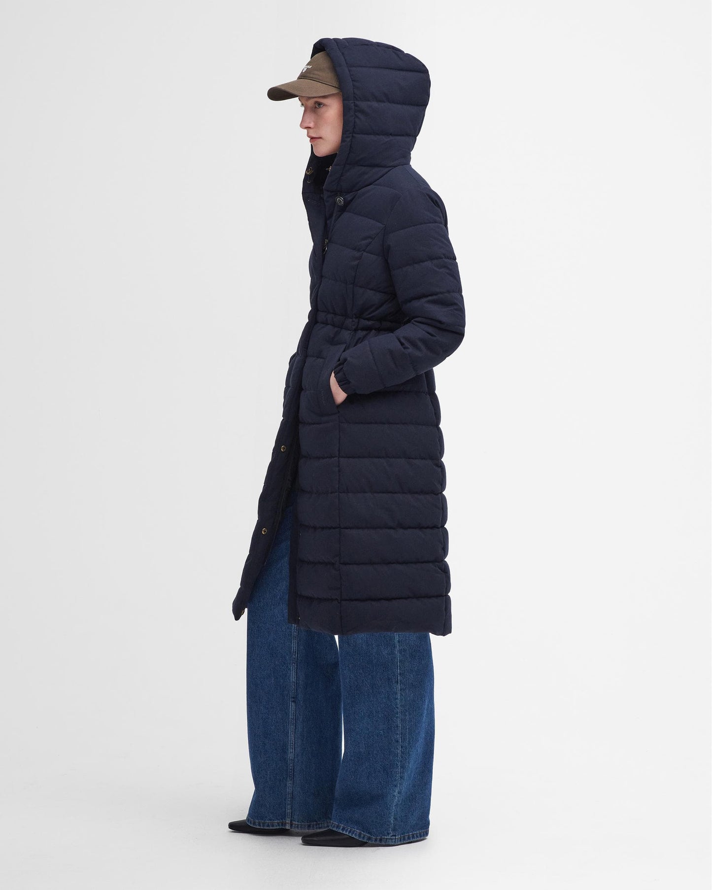 Barbour Clarence Womens Long Puffer Jacket - Dark Navy