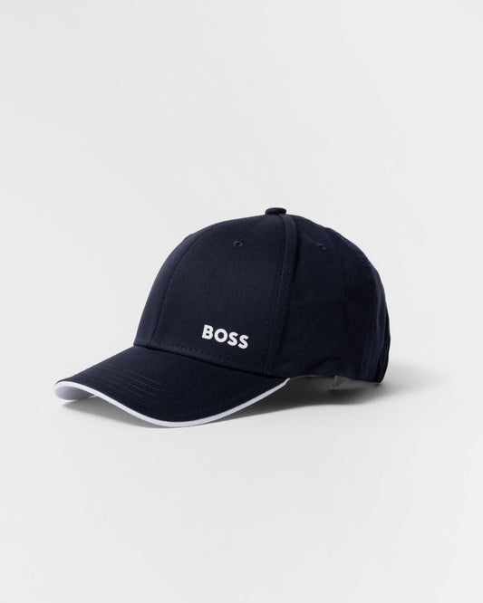 BOSS Green Bold Mens Logo-Print Cap In Cotton Twill - Dark Blue 402