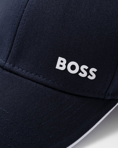 BOSS Green Bold Mens Logo-Print Cap In Cotton Twill - Dark Blue 402