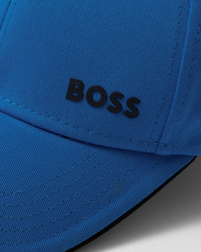 BOSS Green Bold Mens Logo-Print Cap In Cotton Twill - Open Blue 461