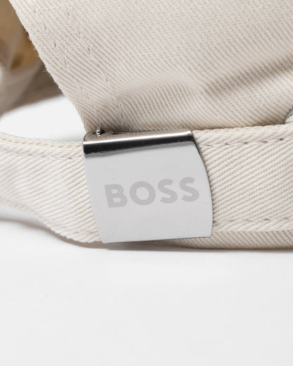 BOSS Green Bold Mens Logo-Print Cap In Cotton Twill - Open White 131