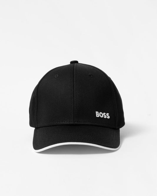 BOSS Green Bold Mens Logo-Print Cap In Cotton Twill - Black 002