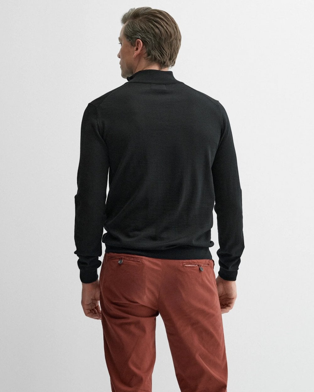 Oliver Sweeney Curragh Mens 1/4 Zip Funnel Neck Merino Wool Jumper - Black