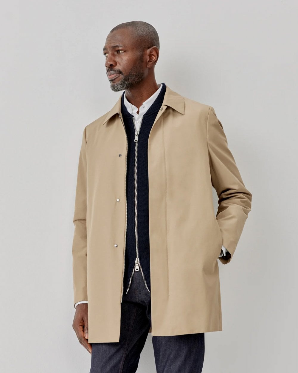 Oliver Sweeney Huntingfield Mens Showerproof Cotton Mac - Stone - CHO - Designer Mens Weatherproof Jackets