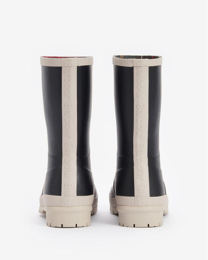 Barbour Banbury Womens Short Wellingtons - Black/White Pepper