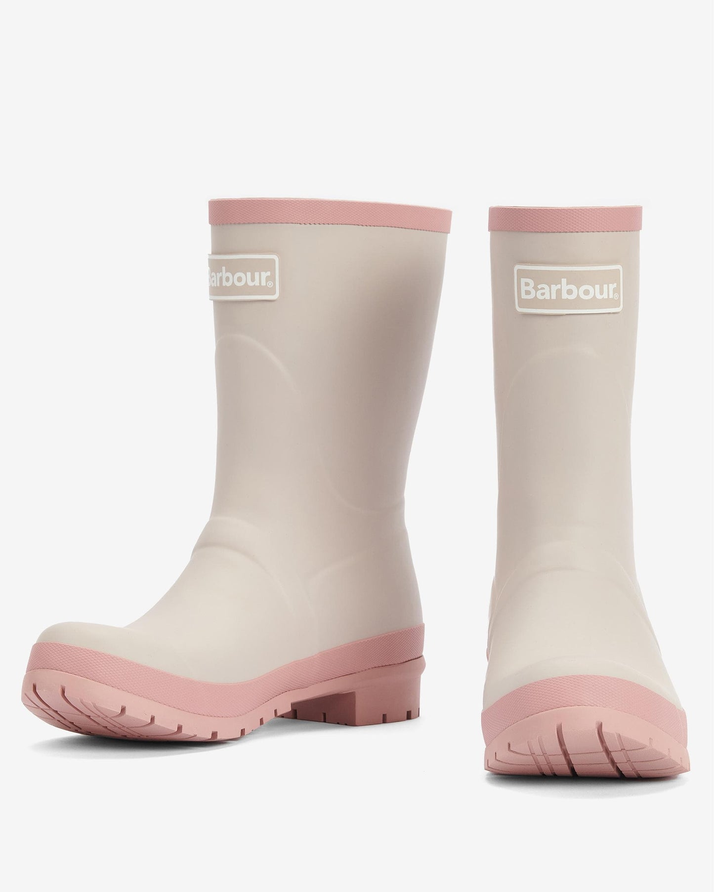 Barbour Banbury Womens Short Wellingtons - White Pepper/Pink Rust