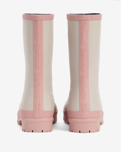 Barbour Banbury Womens Short Wellingtons - White Pepper/Pink Rust