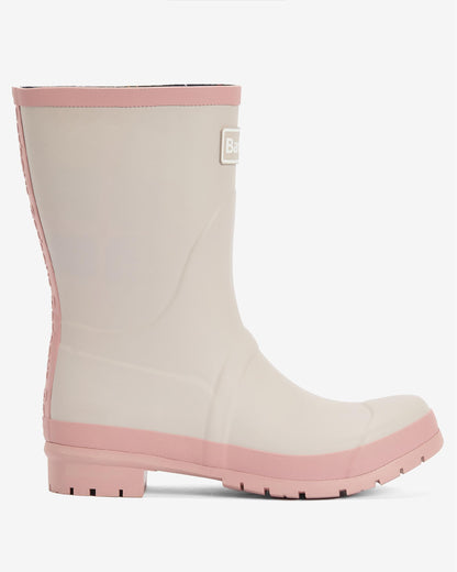 Barbour Banbury Womens Short Wellingtons - White Pepper/Pink Rust