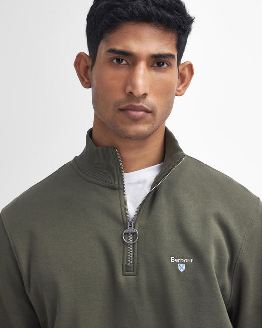 Barbour Beckhill Mens Half Zip Sweatshirt - Mid Olive
