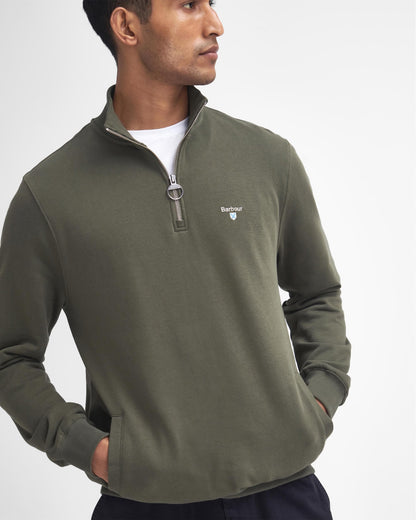 Barbour Beckhill Mens Half Zip Sweatshirt - Mid Olive