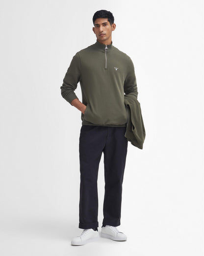 Barbour Beckhill Mens Half Zip Sweatshirt - Mid Olive