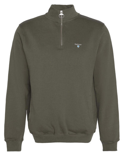 Barbour Beckhill Mens Half Zip Sweatshirt - Mid Olive