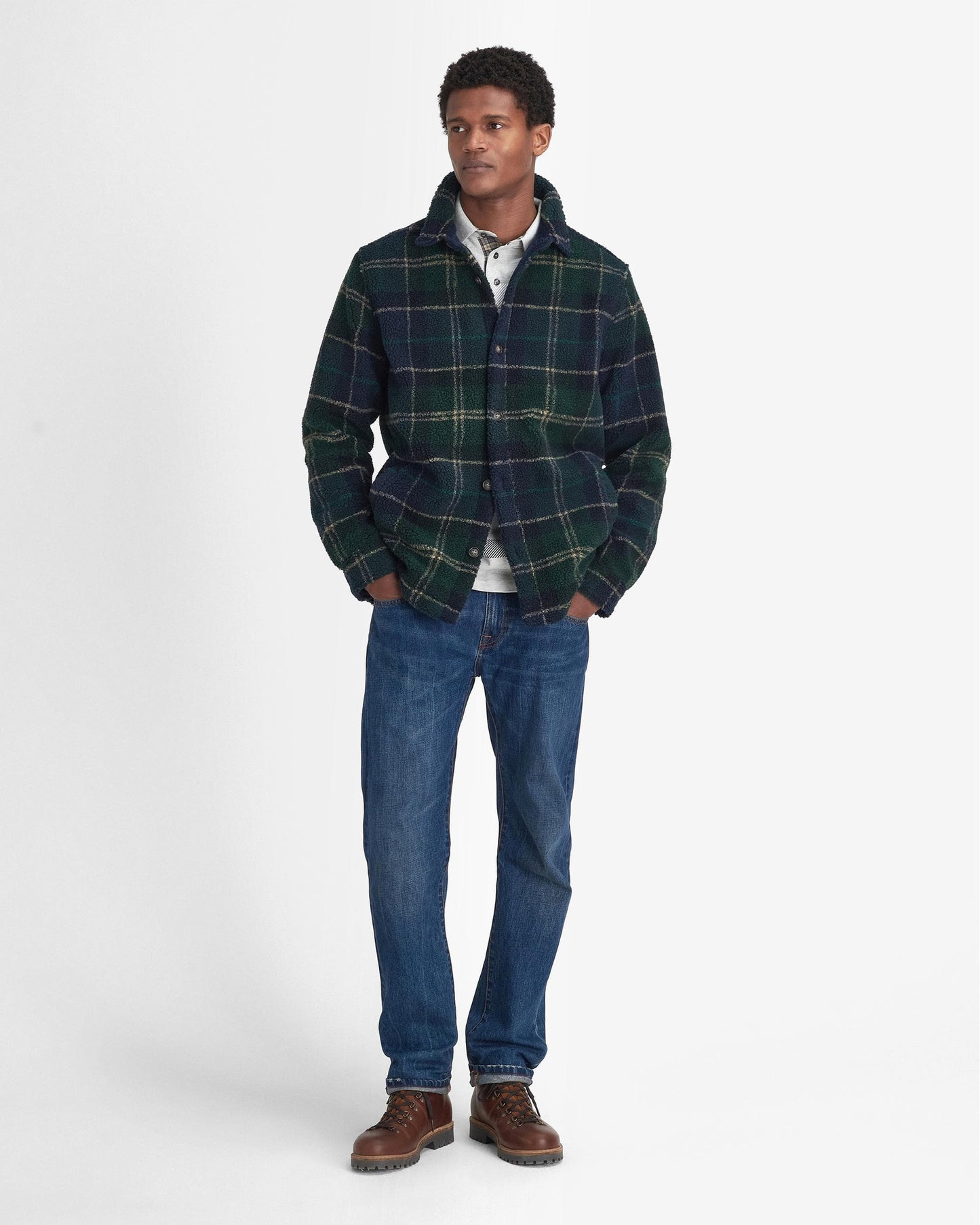 Barbour Bryson Mens Fleece Overshirt - Green Loch Tartan