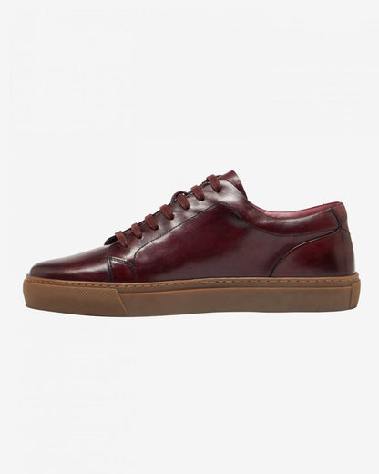 Oliver Sweeney Hayle Antiqued Calf Leather Mens Trainers - Claret