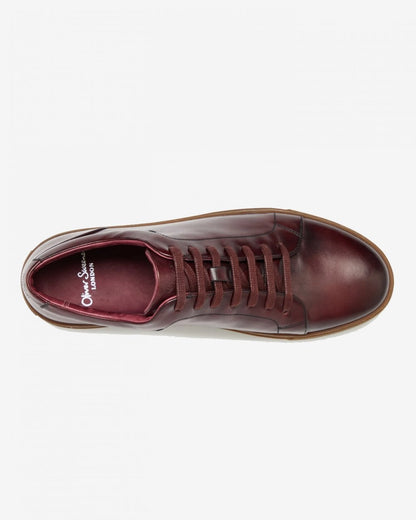 Oliver Sweeney Hayle Antiqued Calf Leather Mens Trainers - Claret