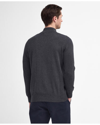 Barbour Cotton Mens Half Zip Jumper - Charcoal