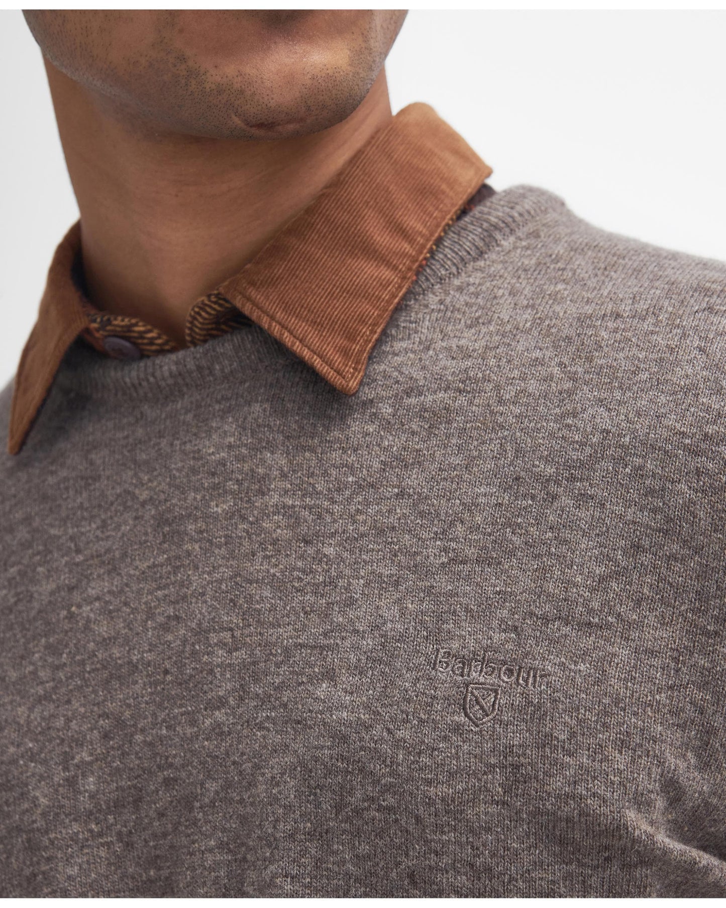 Barbour Essential Crew Neck Mens Jumper - Dark Stone