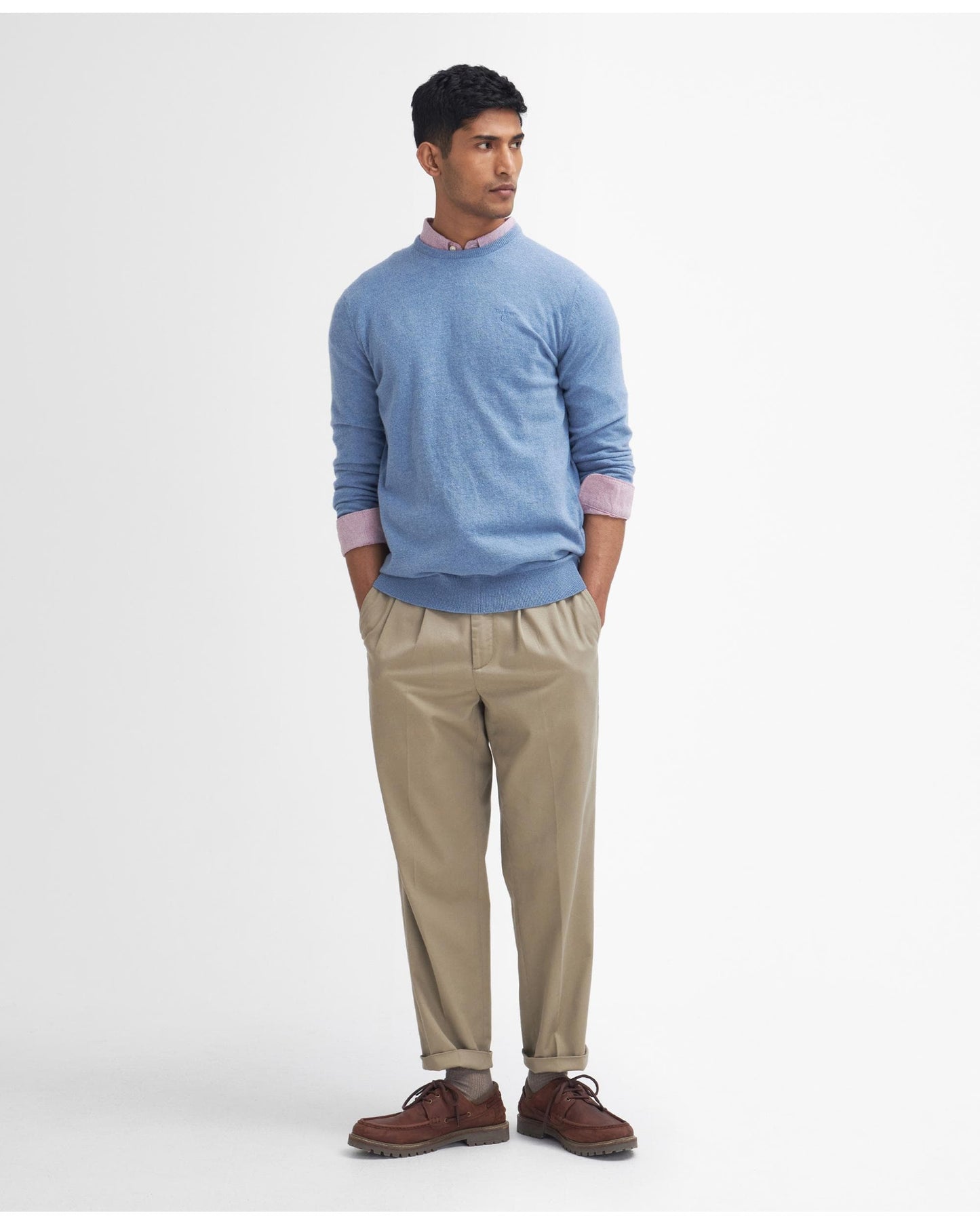 Barbour Essential Crew Neck Mens Jumper - Cool Blue