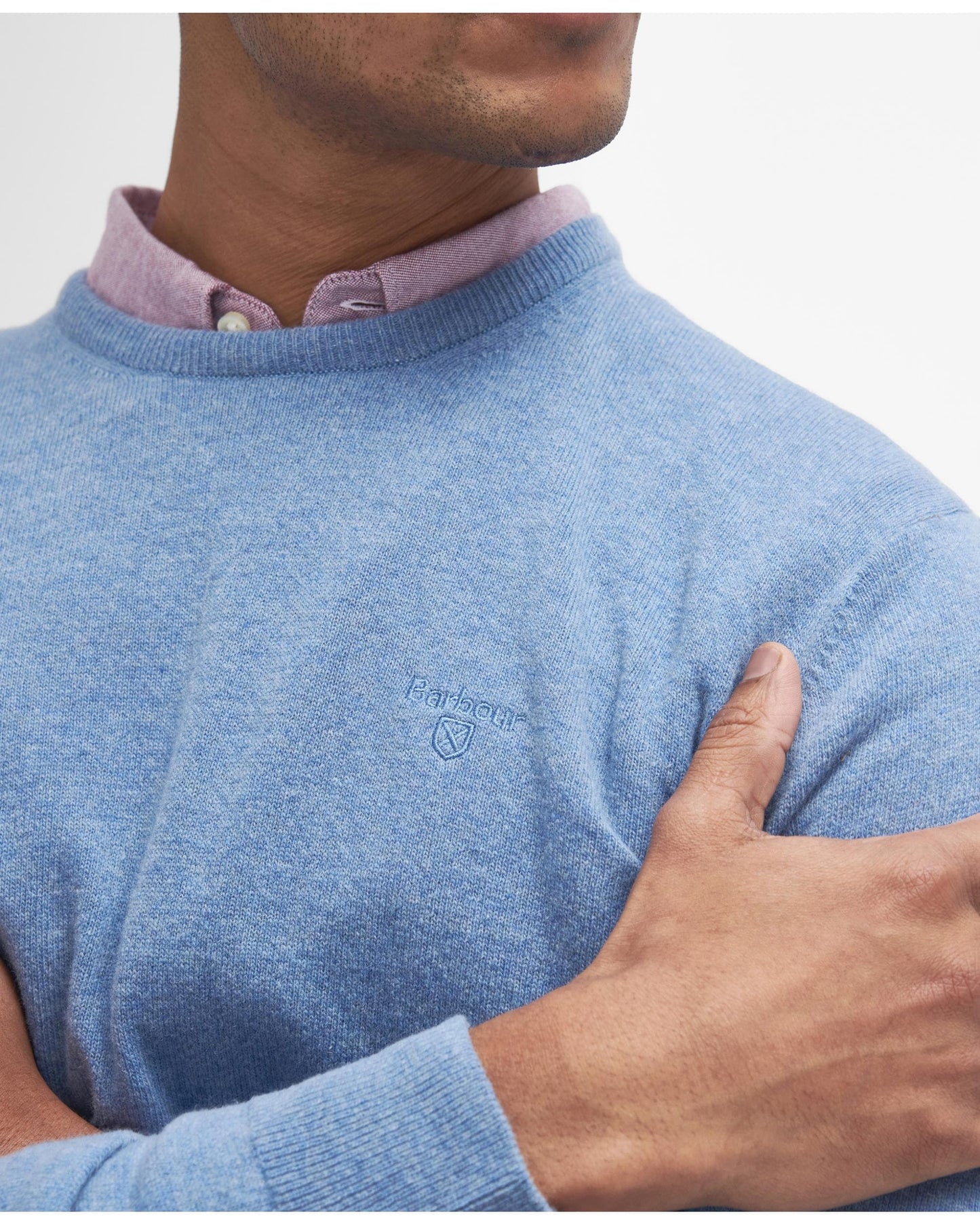Barbour Essential Crew Neck Mens Jumper - Cool Blue