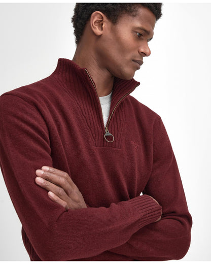 Barbour Essential Lambswool Mens Half-Zip Jumper - Ruby