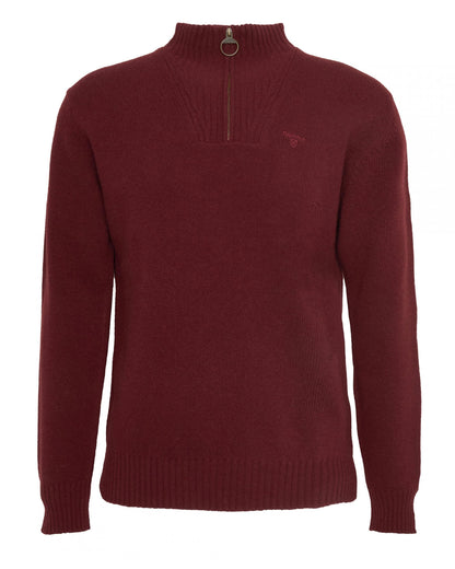 Barbour Essential Lambswool Mens Half-Zip Jumper - Ruby