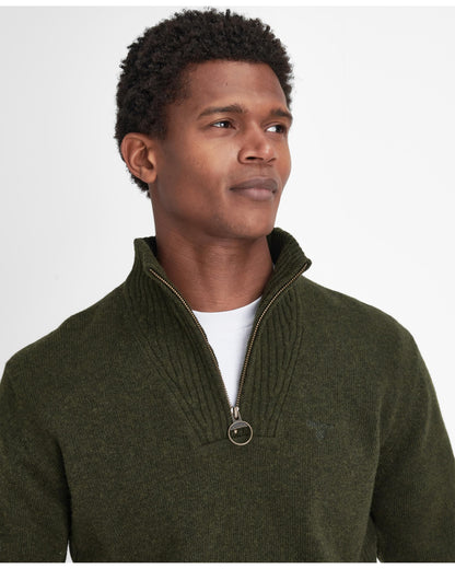 Barbour Essential Lambswool Mens Half-Zip Jumper - Seaweed