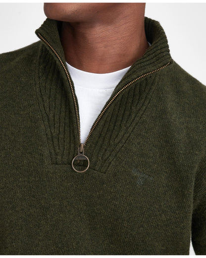 Barbour Essential Lambswool Mens Half-Zip Jumper - Seaweed