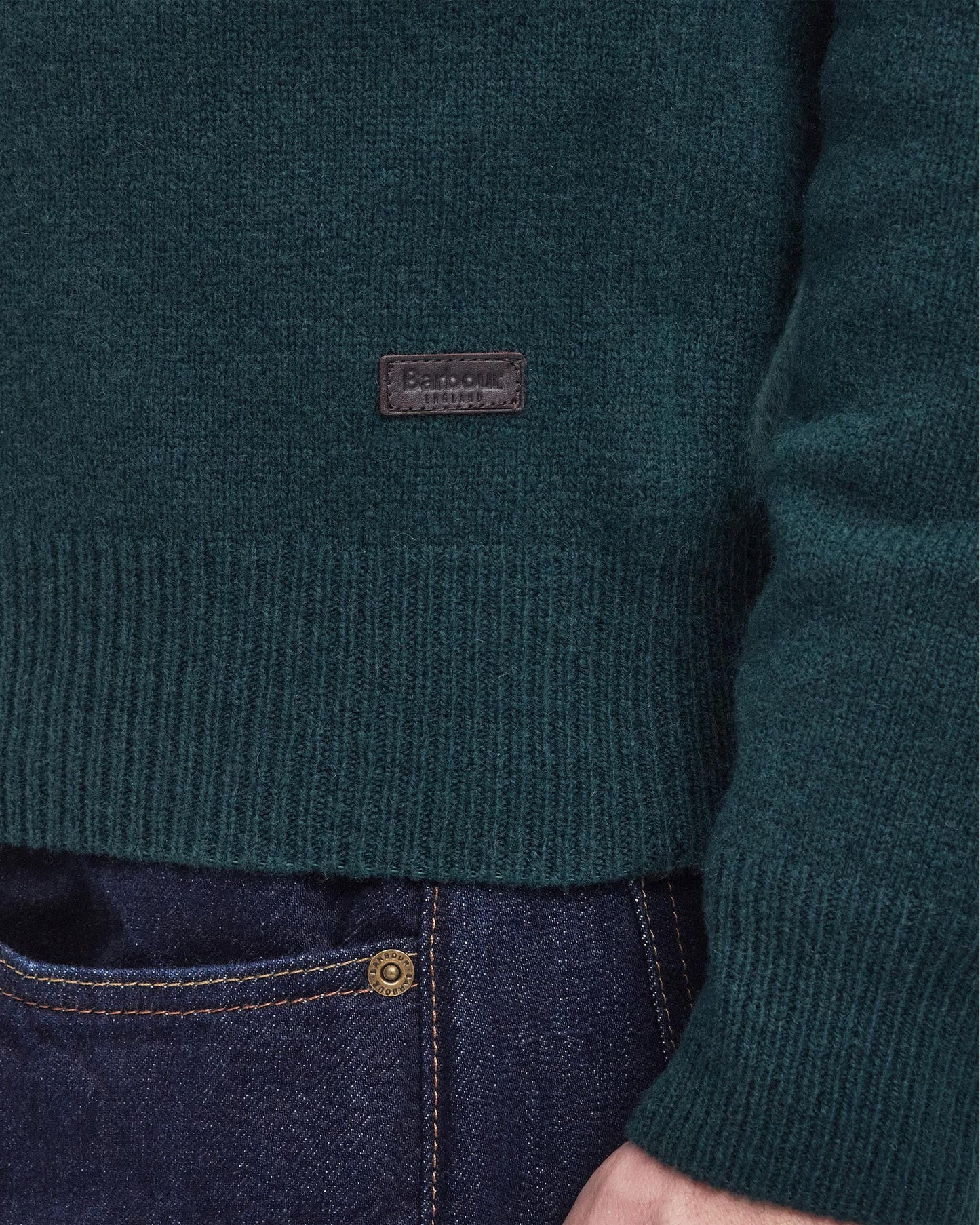 Barbour Essential Patch Mens Crew-Neck Jumper - Evergreen