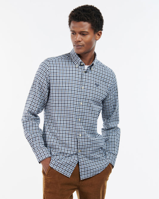 Barbour Finkle Mens Long Sleeve Tailored Fit Shirt - Navy - CHO - Designer Mens Long Sleeve Shirts