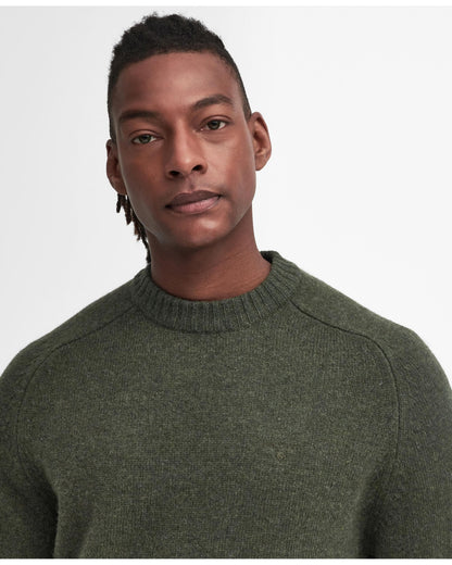 Barbour Grangetown Mens Crew Neck Knitted Sweater - Mid Olive