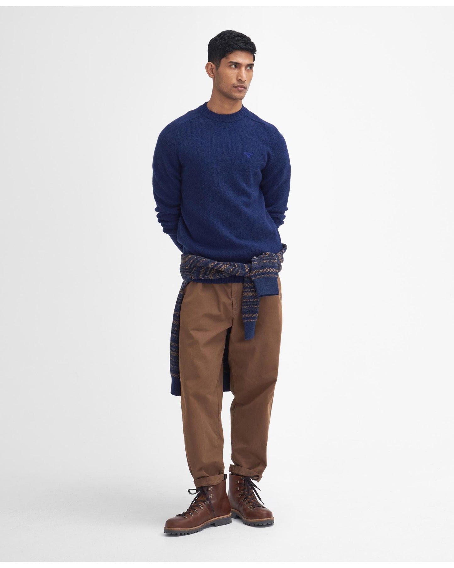 Barbour Grangetown Mens Crew Neck Knitted Sweater - Inky Blue