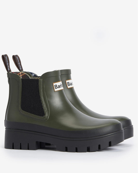 Barbour Halton Womens Chelsea Wellies - Olive/Black