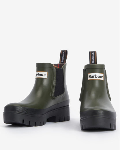 Barbour Halton Womens Chelsea Wellies - Olive/Black