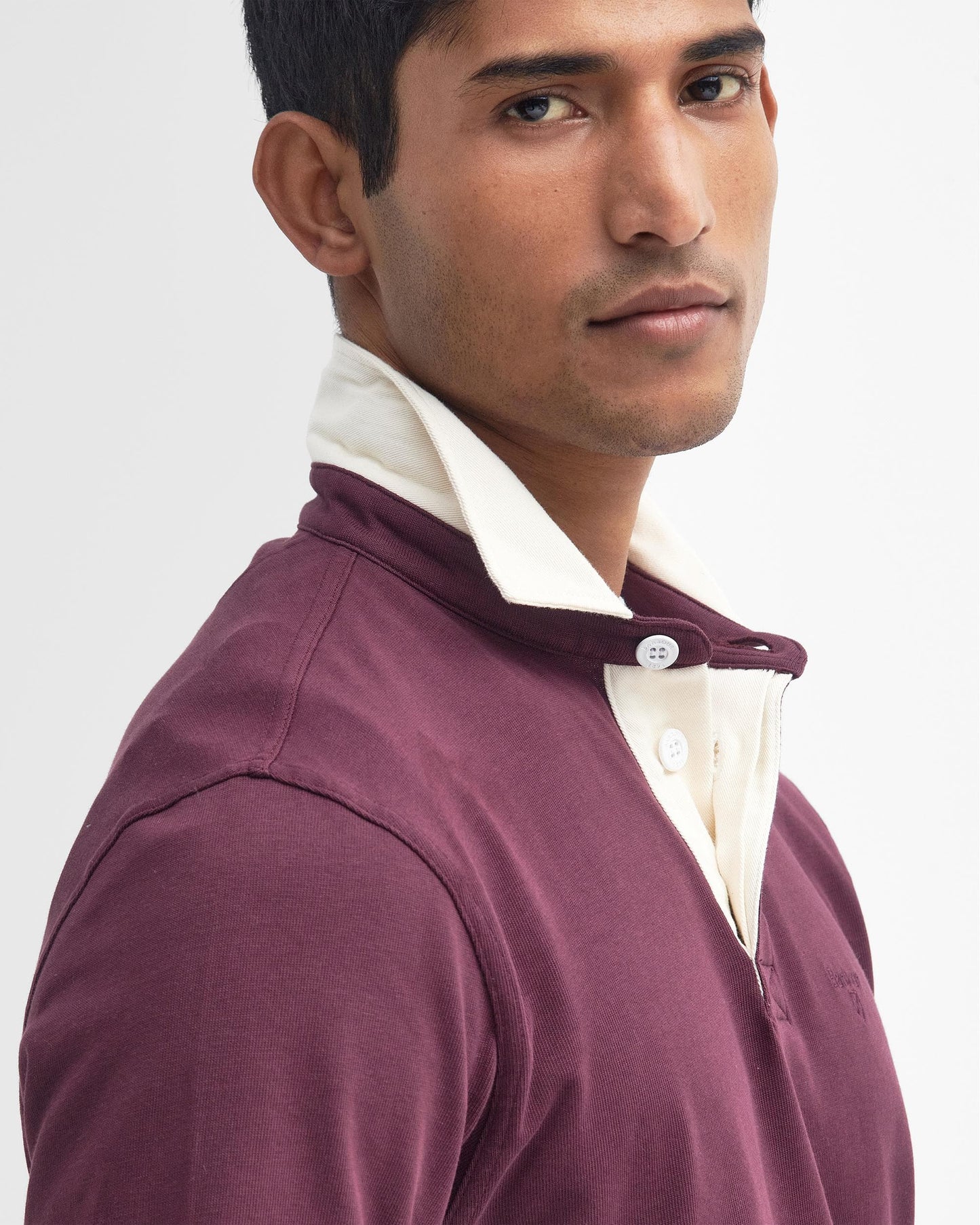 Barbour Howtown Mens Long Sleeve Rugby Shirt - Merlot