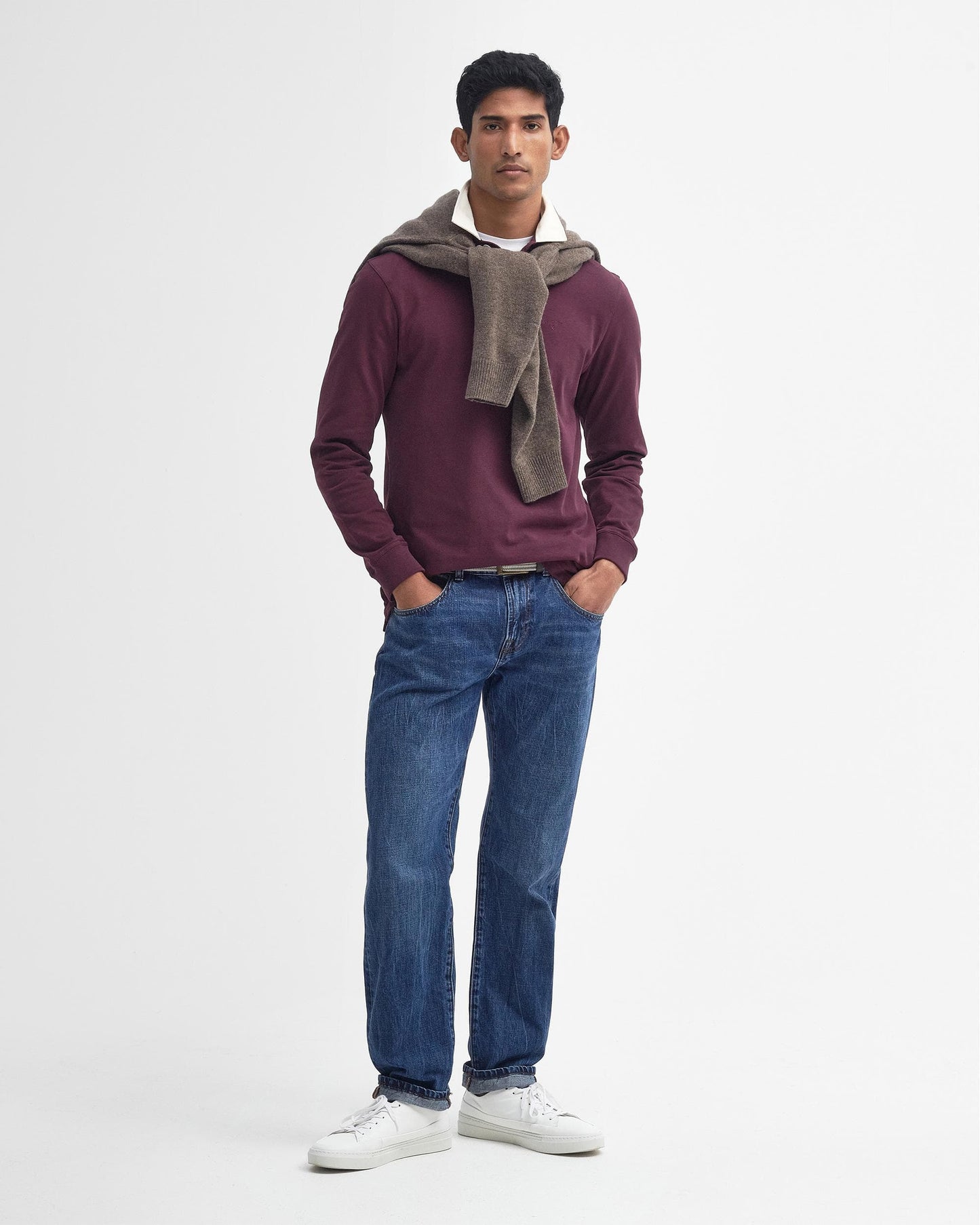 Barbour Howtown Mens Long Sleeve Rugby Shirt - Merlot