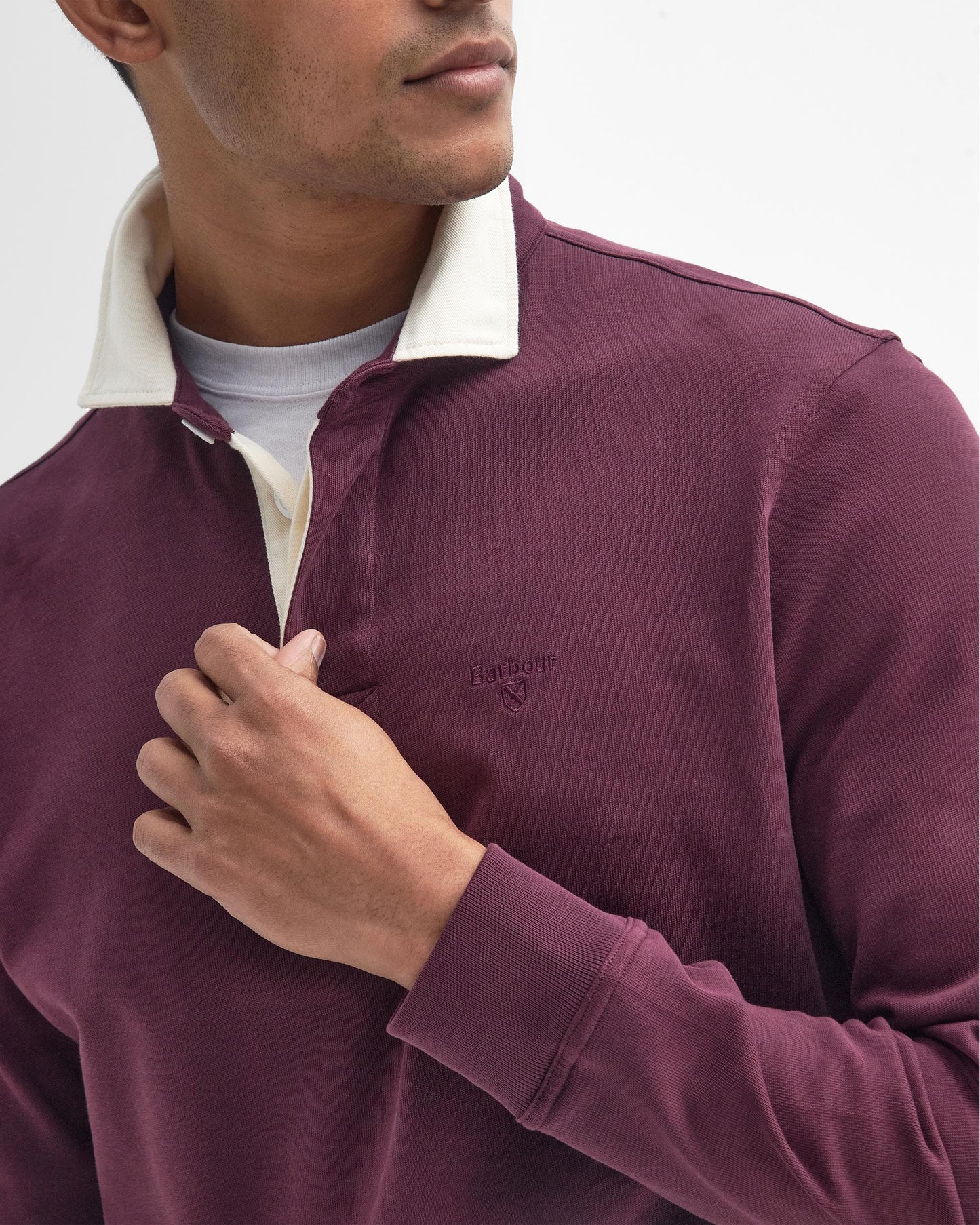 Barbour Howtown Mens Long Sleeve Rugby Shirt - Merlot