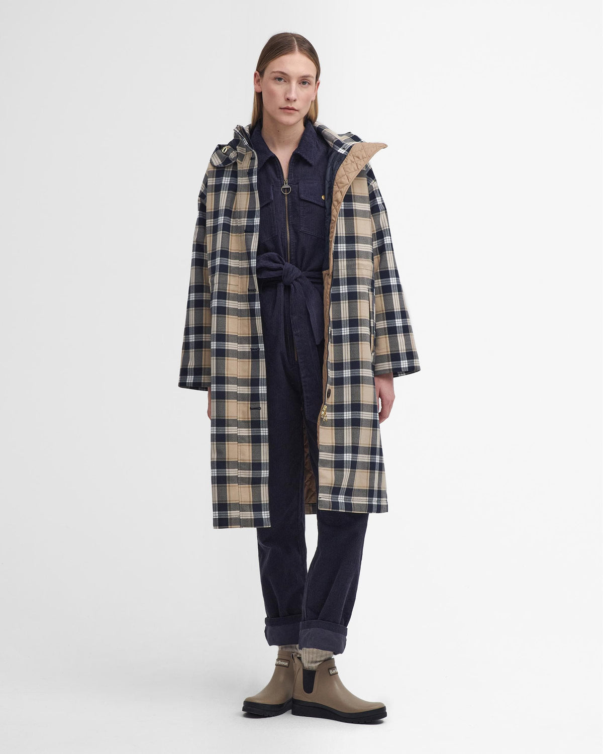 Iris Long Tartan Waterproof Jacket