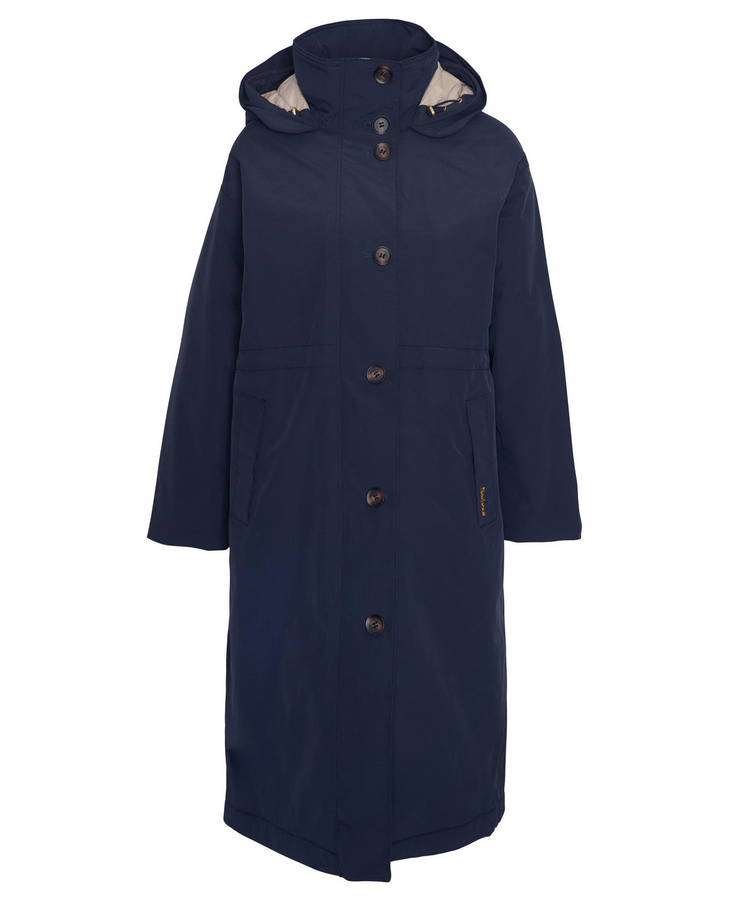 Barbour Iris Womens Long Waterproof Jacket - Dark Navy/Light Sand/Military Brown