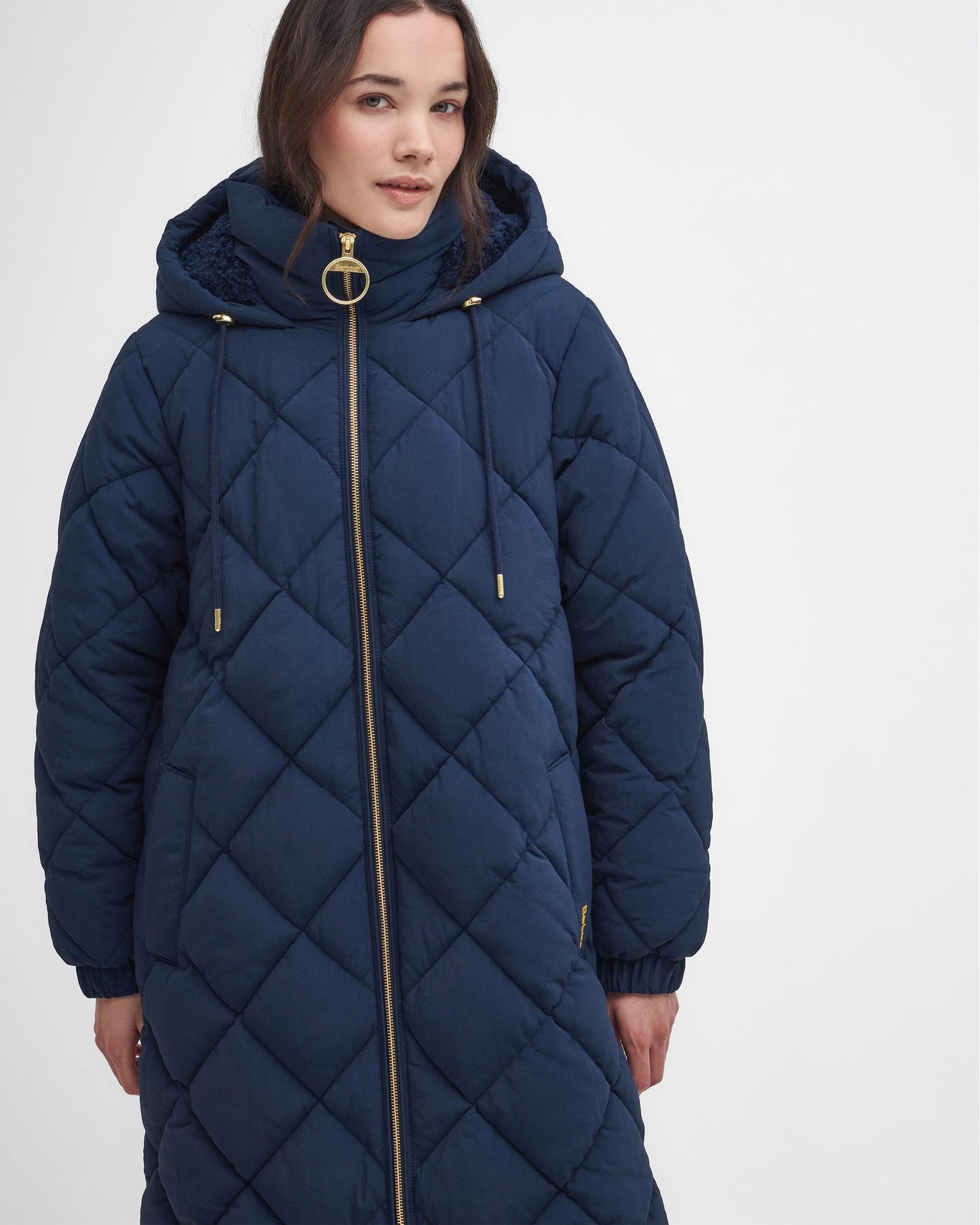 Barbour Kirkton Womens Long Puffer Jacket - Navy/Classic