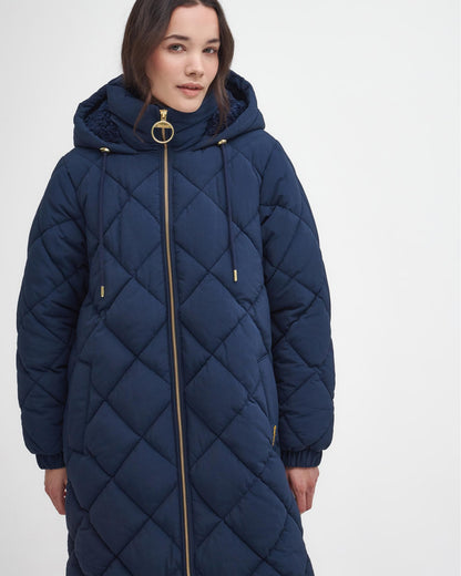Barbour Kirkton Womens Long Puffer Jacket - Navy/Classic