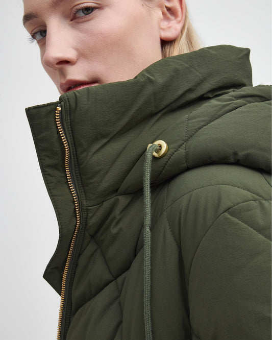Barbour Kirkton Womens Long Puffer Jacket - Olive/Ancient