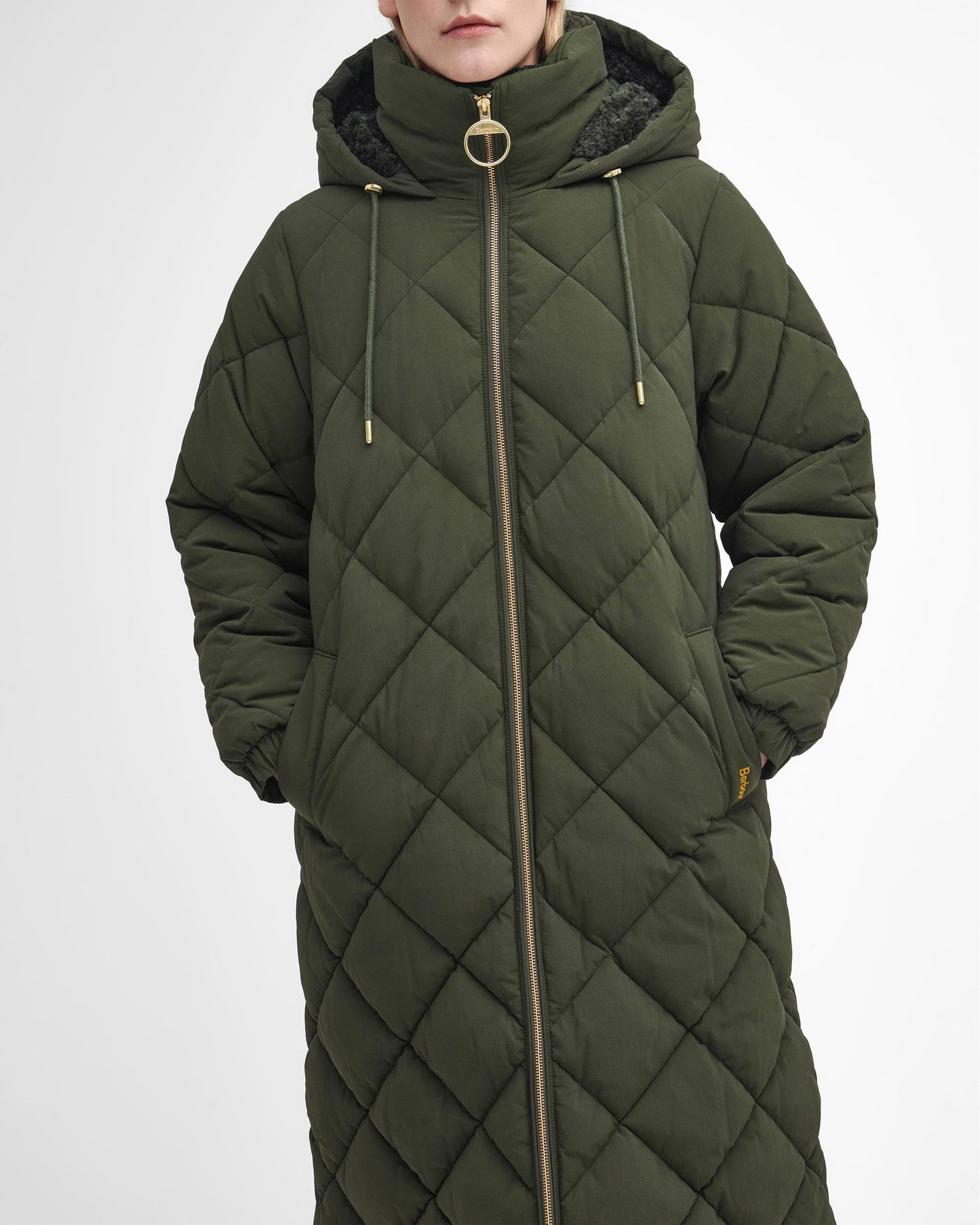 Barbour Kirkton Womens Long Puffer Jacket - Olive/Ancient