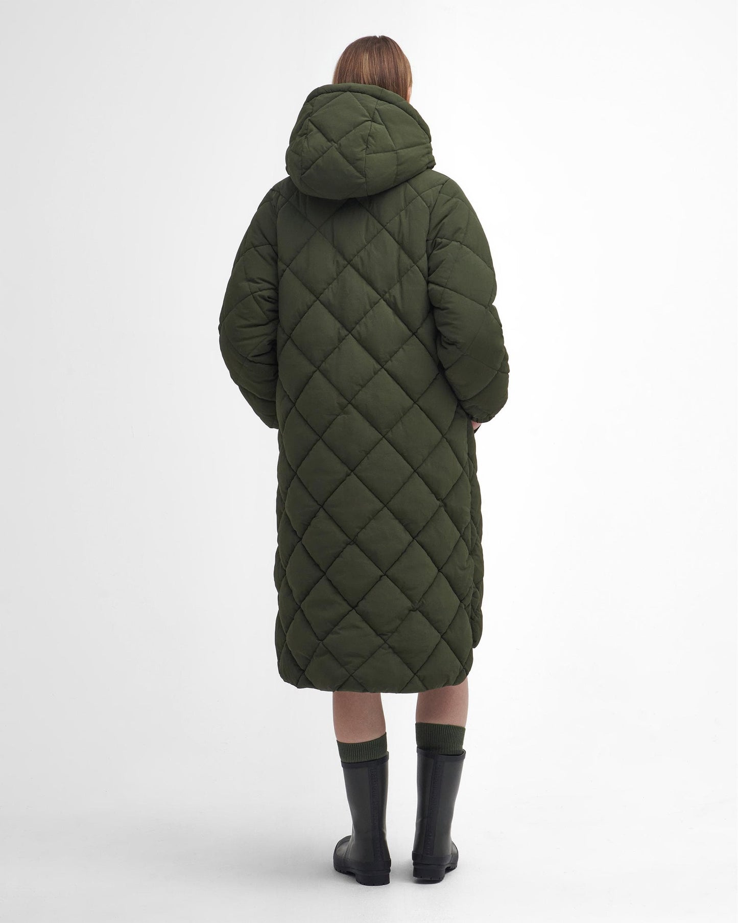 Barbour Kirkton Womens Long Puffer Jacket - Olive/Ancient