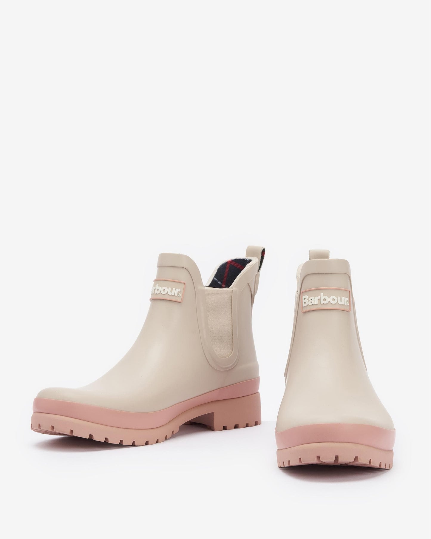 Barbour Mallow Womens Chelsea Wellies - White Pepper/Pink Rust