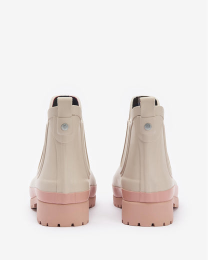 Barbour Mallow Womens Chelsea Wellies - White Pepper/Pink Rust
