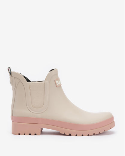 Barbour Mallow Womens Chelsea Wellies - White Pepper/Pink Rust